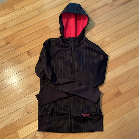 BURTON full zip hoody, black pinstripe, 2 zippered pockets. Women's sz small. - Picture 1 of 3